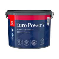 Краска Euro Power 7 белая А (9 л) Моющаяся для стен и потолка ТИККУРИЛА