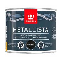 Краска для металла по ржавчине 3 в 1 Tikkurila Metallista (Металлиста) (0.4 л) черная