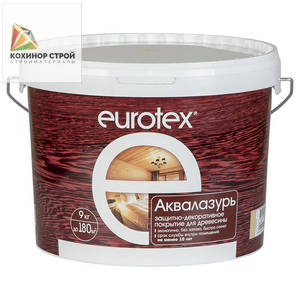 Защитно-декоративное покрытие для дерева Eurotex Аквалазурь, полуглянцевое (9 кг)